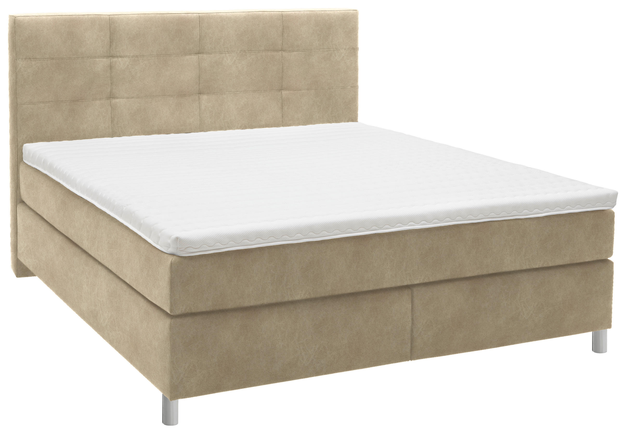 BOXSPRINGBETT 160/200 cm  in Beige  - Chromfarben/Beige, KONVENTIONELL, Kunststoff/Textil (160/200cm) - Voleo