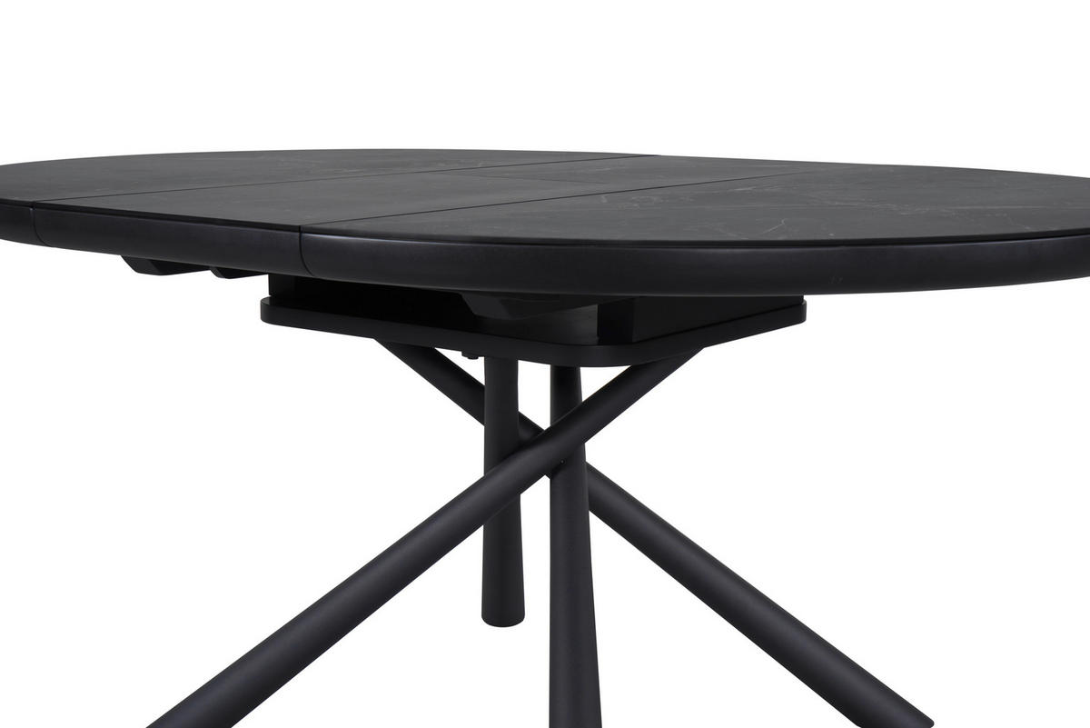 ESSTISCH Schwarz rund  ausziehbar  - Schwarz, Design, Keramik/Holzwerkstoff (120-160/120/76cm) - Novel