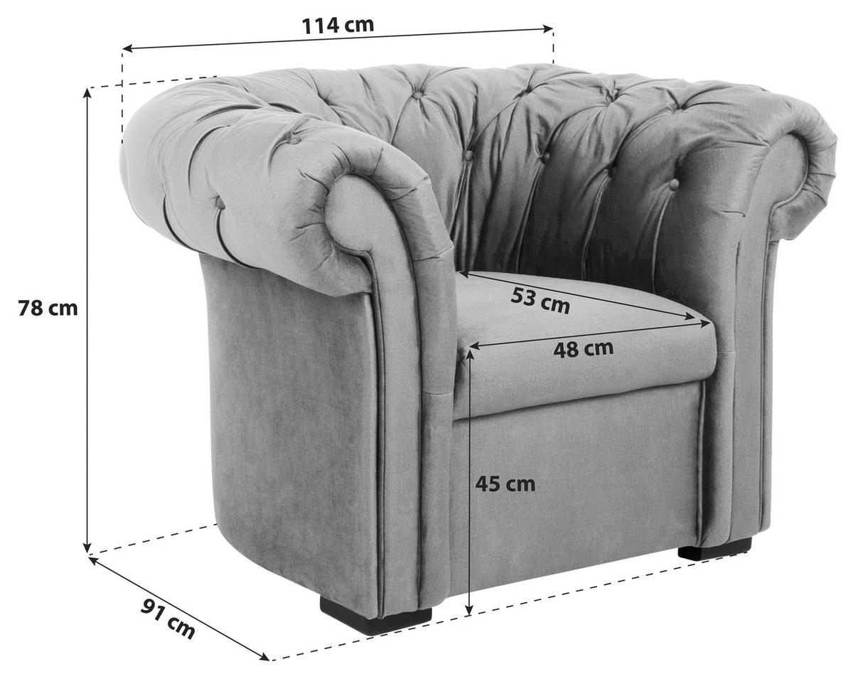 CHESTERFIELD-SESSEL in Velours Olivgrün  - Schwarz/Olivgrün, Design, Holz/Textil (114/78/91cm) - MID.YOU