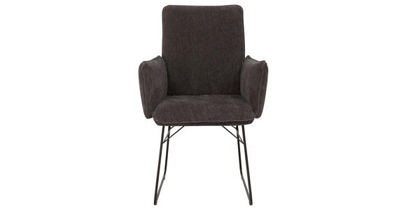 ARMLEHNSTUHL  Lederauswahl, Stoffauswahl, Typenauswahl, inklusive Armlehnen, Gestellauswahl Mikrofaser  - Anthrazit/Schwarz, Design, Textil/Metall (61/91/60cm) - Dieter Knoll