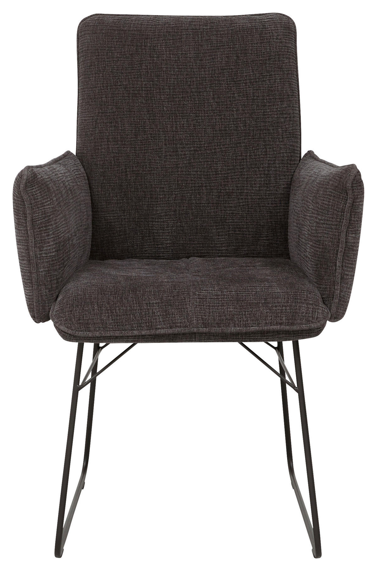 ARMLEHNSTUHL  Lederauswahl, Stoffauswahl, Typenauswahl, inklusive Armlehnen, Gestellauswahl Mikrofaser  - Anthrazit/Schwarz, Design, Textil/Metall (61/91/60cm) - Dieter Knoll