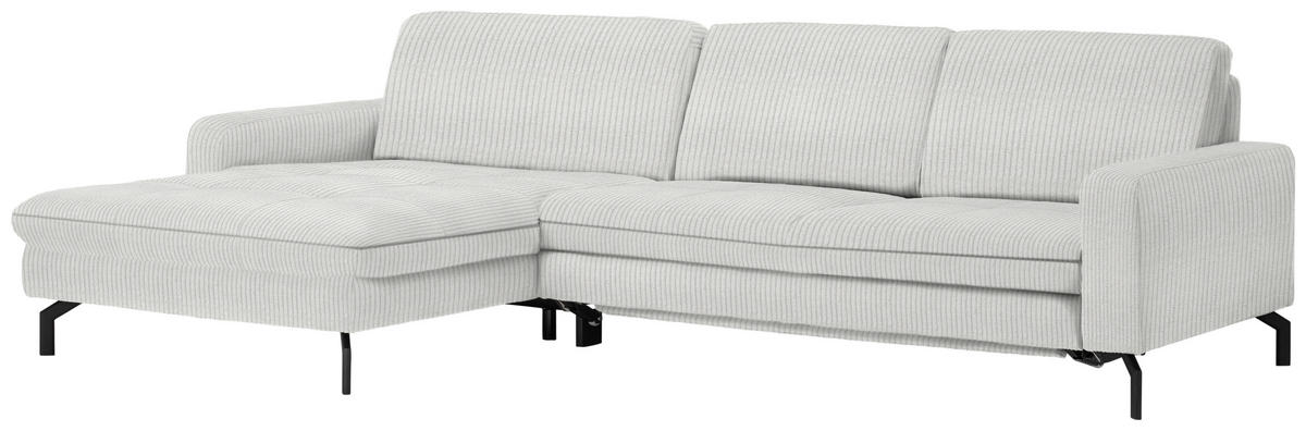 ECKSOFA in Cord Ecru  178/302 cm  - Ecru/Schwarz, Design, Textil/Metall (178/302cm) - Beldomo Style