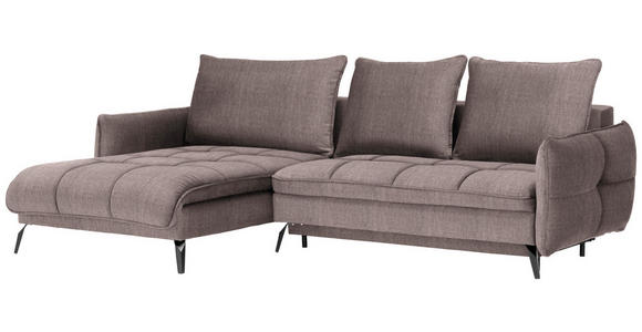 ECKSOFA in Flachgewebe Taupe  - Taupe/Schwarz, Design, Textil/Metall (180/273cm) - Hom`in