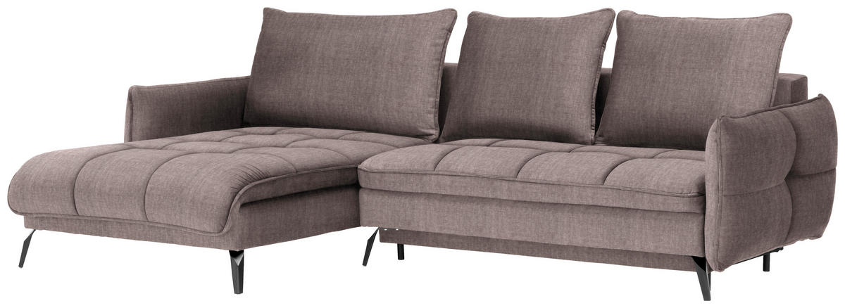 ECKSOFA in Flachgewebe Taupe  - Taupe/Schwarz, Design, Textil/Metall (180/273cm) - Hom`in