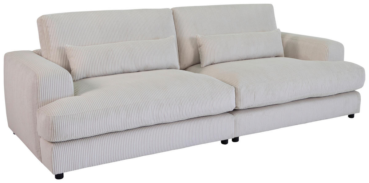 MEGASOFA  in Cord Creme  - Creme/Schwarz, MODERN, Kunststoff/Textil (260/85/112cm) - Lomoco