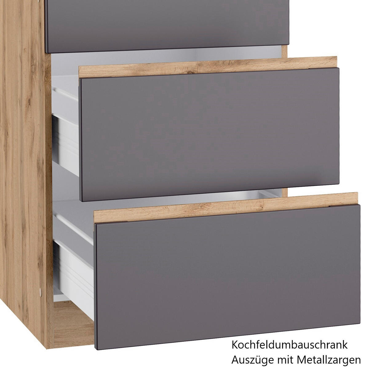 KÜCHENLEERBLOCK 300 cm   in Grau, Eiche Wotan  - Eiche Wotan/Grau, Design, Holzwerkstoff (300cm) - Held