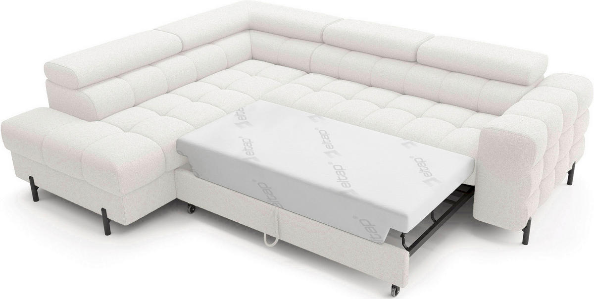 ECKSOFA Weiß Plüsch  - Schwarz/Weiß, Design, Textil/Metall (200/276cm) - MID.YOU