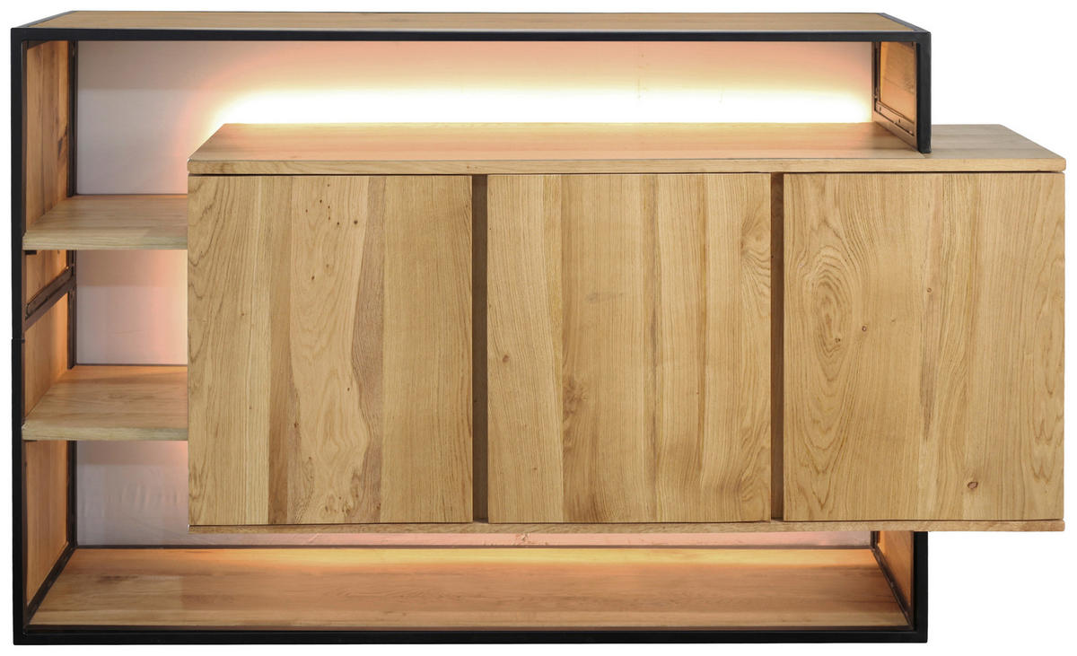SIDEBOARD  175/100/35 cm  - Eichefarben/Schwarz, LIFESTYLE, Holz/Metall (175/100/35cm) - Landscape