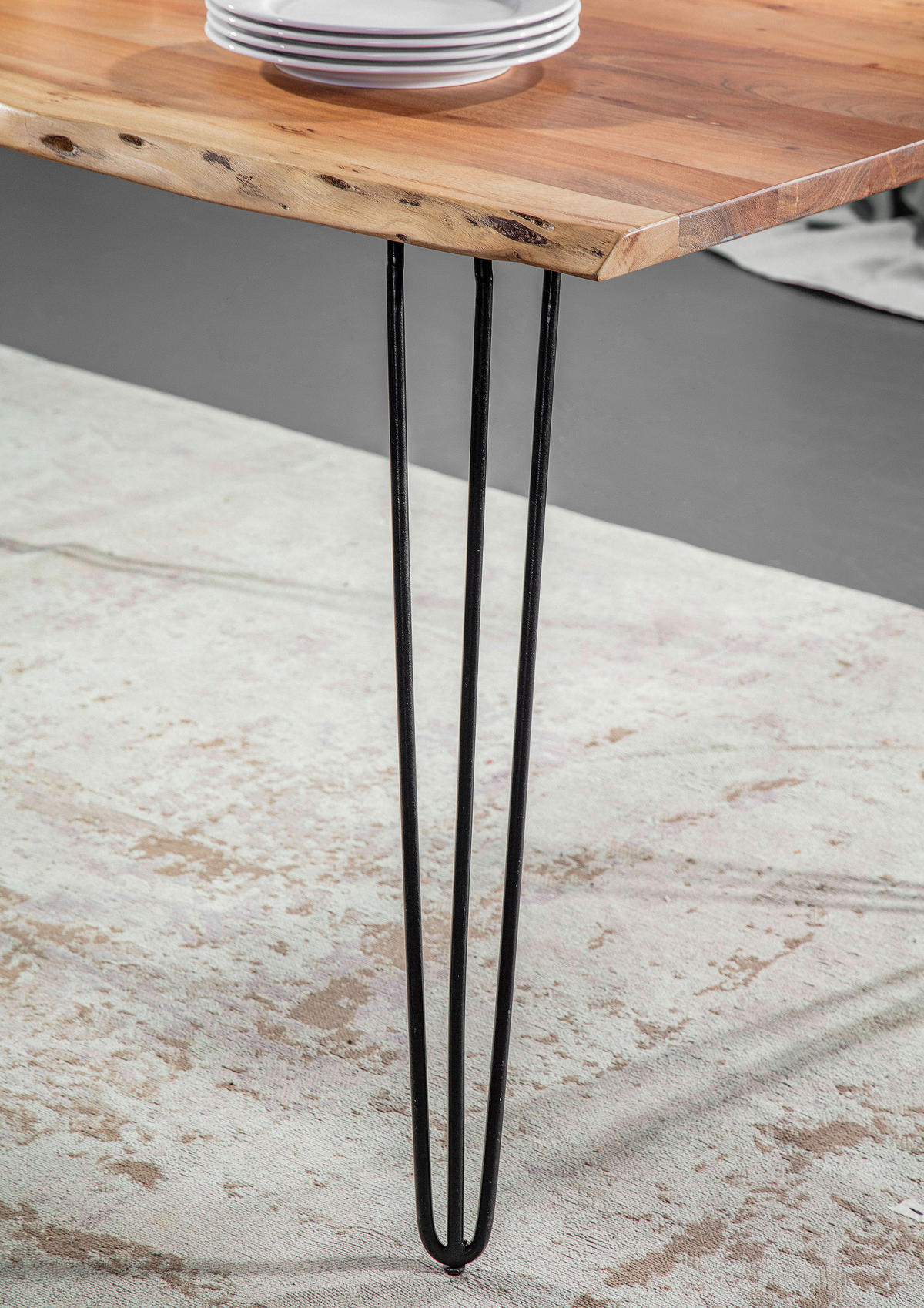 ESSTISCH in Holz, Metall 160/90/76 cm  - Schwarz/Akaziefarben, Design, Holz/Metall (160/90/76cm) - Landscape