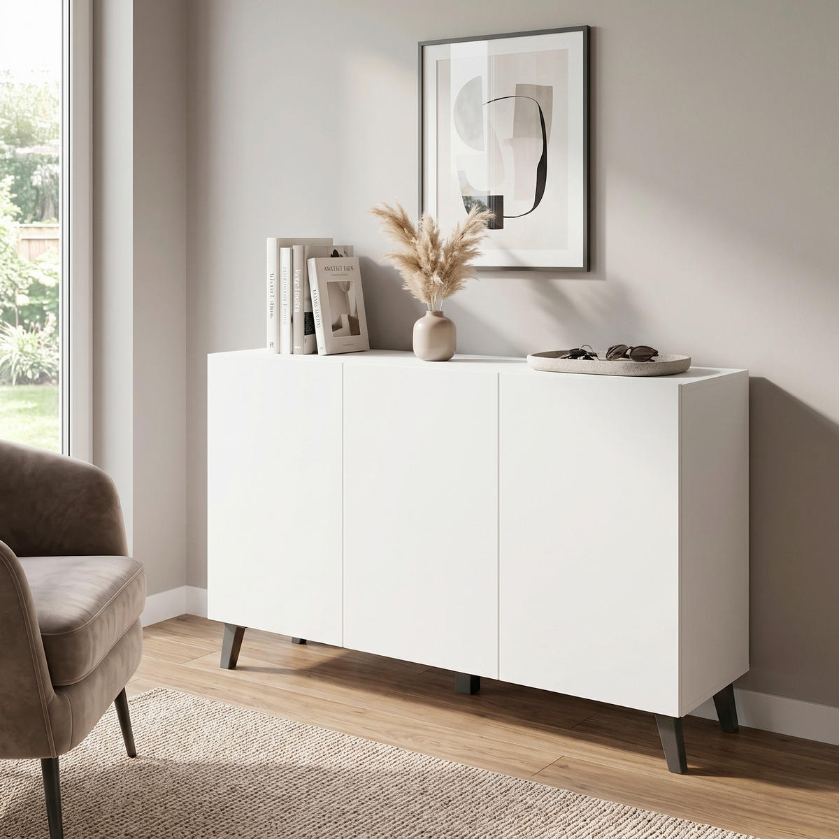 SIDEBOARD  120/76/39 cm  - Weiss/Schwarz, Design, Holzwerkstoff/Kunststoff (120/76/39cm) - P & B