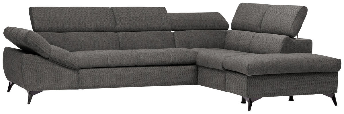 ECKSOFA Grau Mikrofaser  - Schwarz/Grau, Design, Kunststoff/Textil (279/210cm) - Stylife