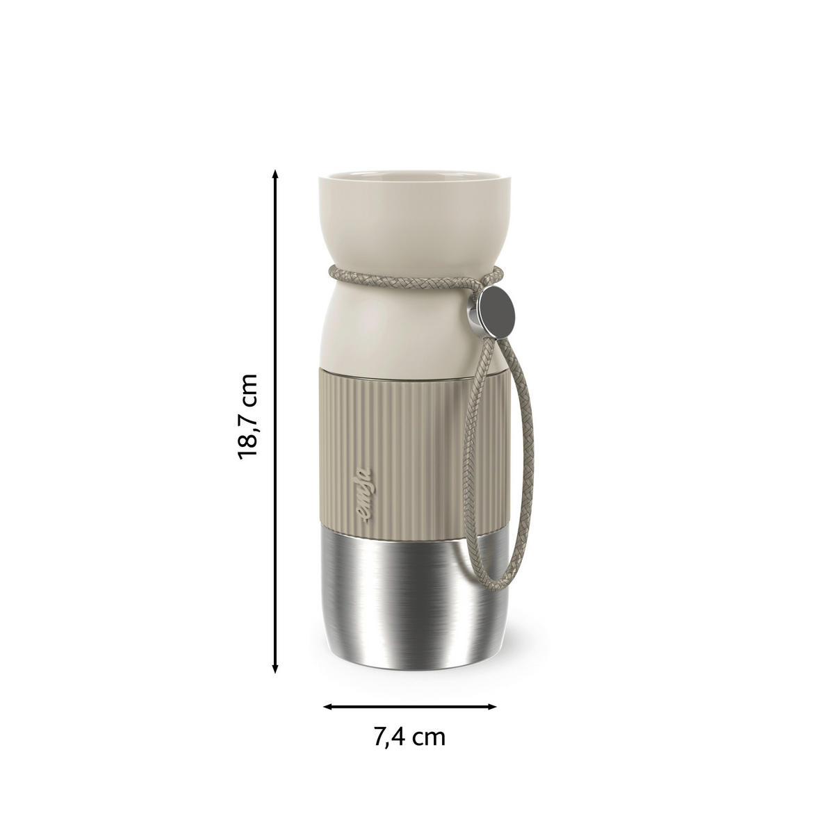 ISOLIERFLASCHE beYou 0,36L L  - Hellgrau, Basics, Metall (7,4/7,4/18,7cm) - Emsa