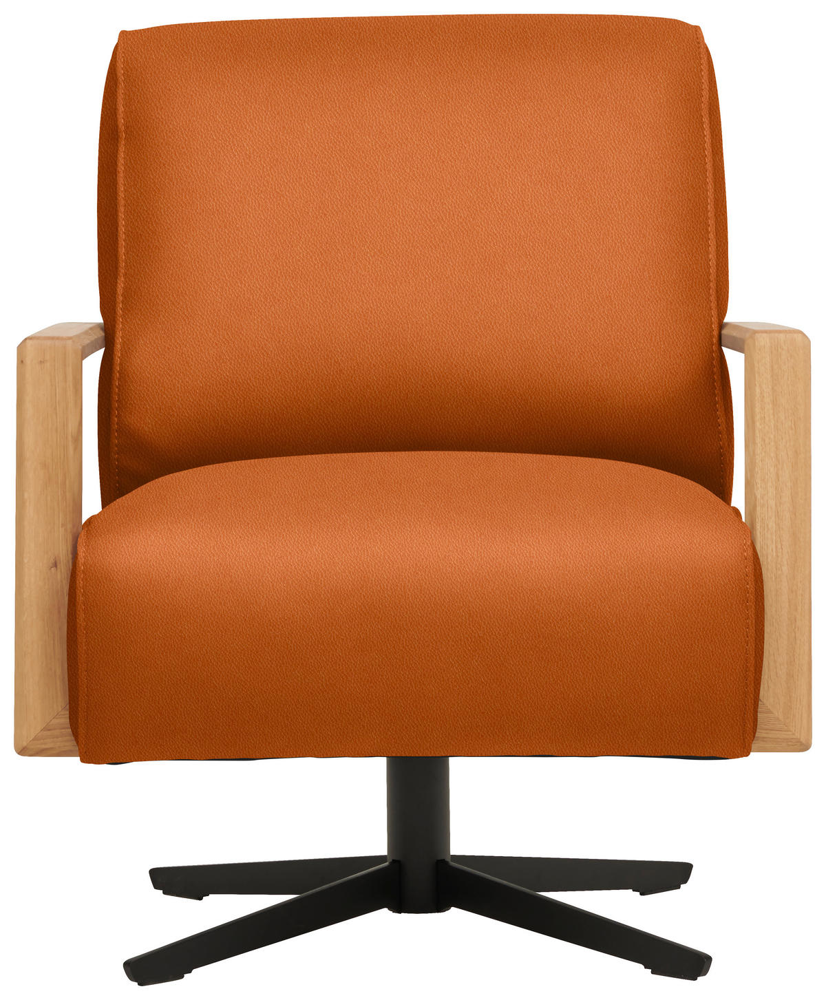 SESSEL in Echtleder Cognac  - Wildeiche/Cognac, Design, Leder/Holz (72/82/86cm) - Koinor