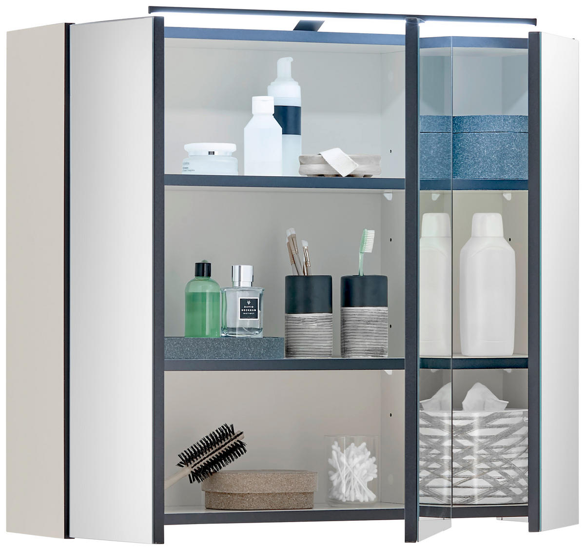 SPIEGELSCHRANK 80/70/23 cm  - Kaschmir/Schwarz, Basics, Glas/Holzwerkstoff (80/70/23cm) - MID.YOU