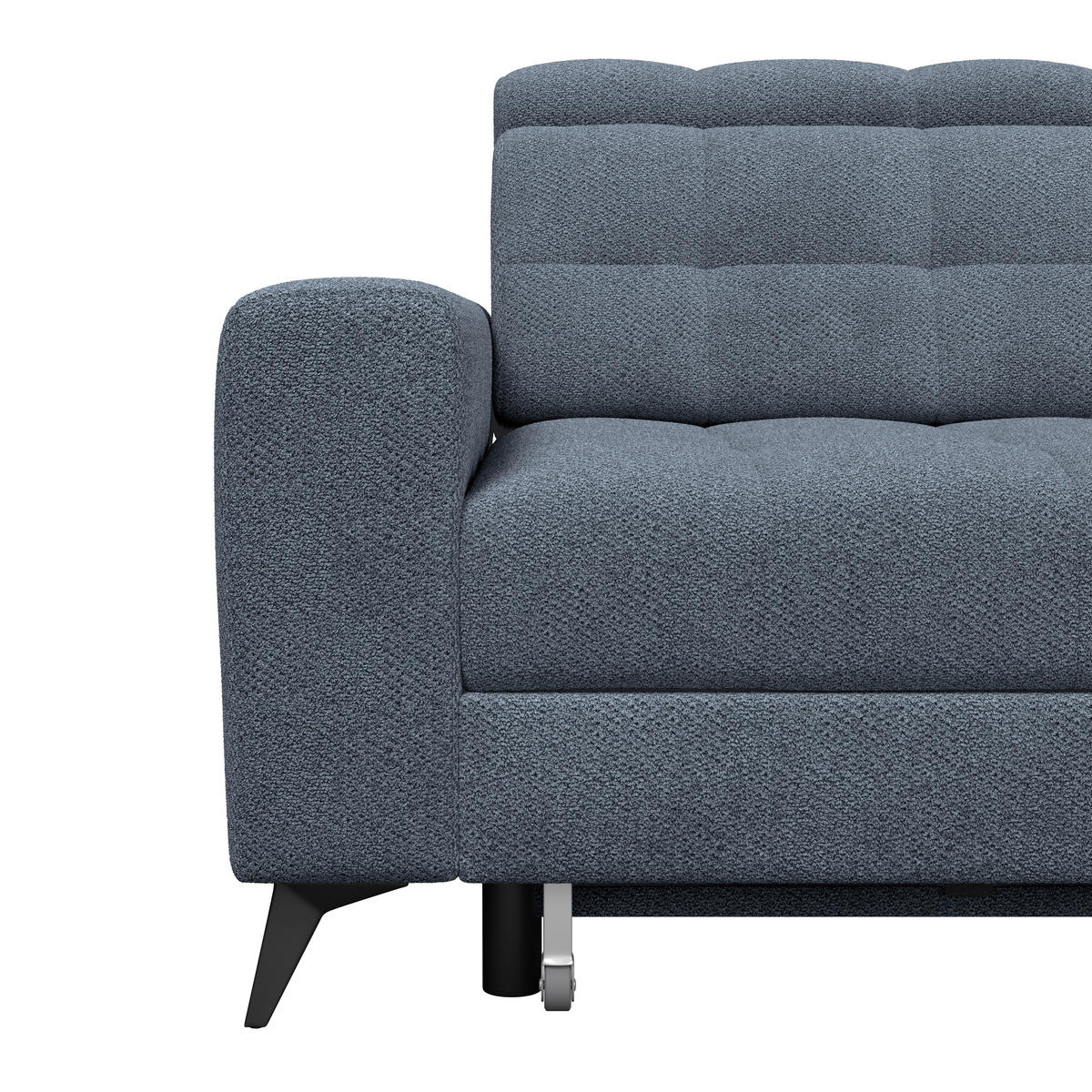 ECKSOFA BARLETTA NEW Blau Velours Bettkasten, Kopfteilverstellung, Sitztiefenverstellung, Liegefläche im Originalstoff  - Blau/Schwarz, ROMANTIK / LANDHAUS, Textil/Metall (289/228cm) - MID.YOU