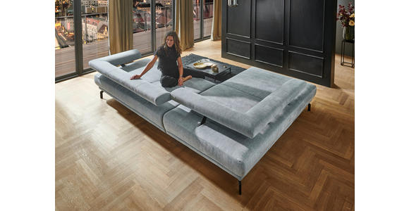 ECKSOFA in Chenille Hellblau 224/305 cm - Schwarz/Hellblau, Design, Textil/Metall (224/305cm) - Dieter Knoll