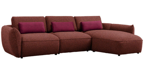 ECKSOFA  in Chenille Bordeaux  340/190 cm  - Bordeaux/Rot, Design, Kunststoff/Textil (340/190cm) - Belluti