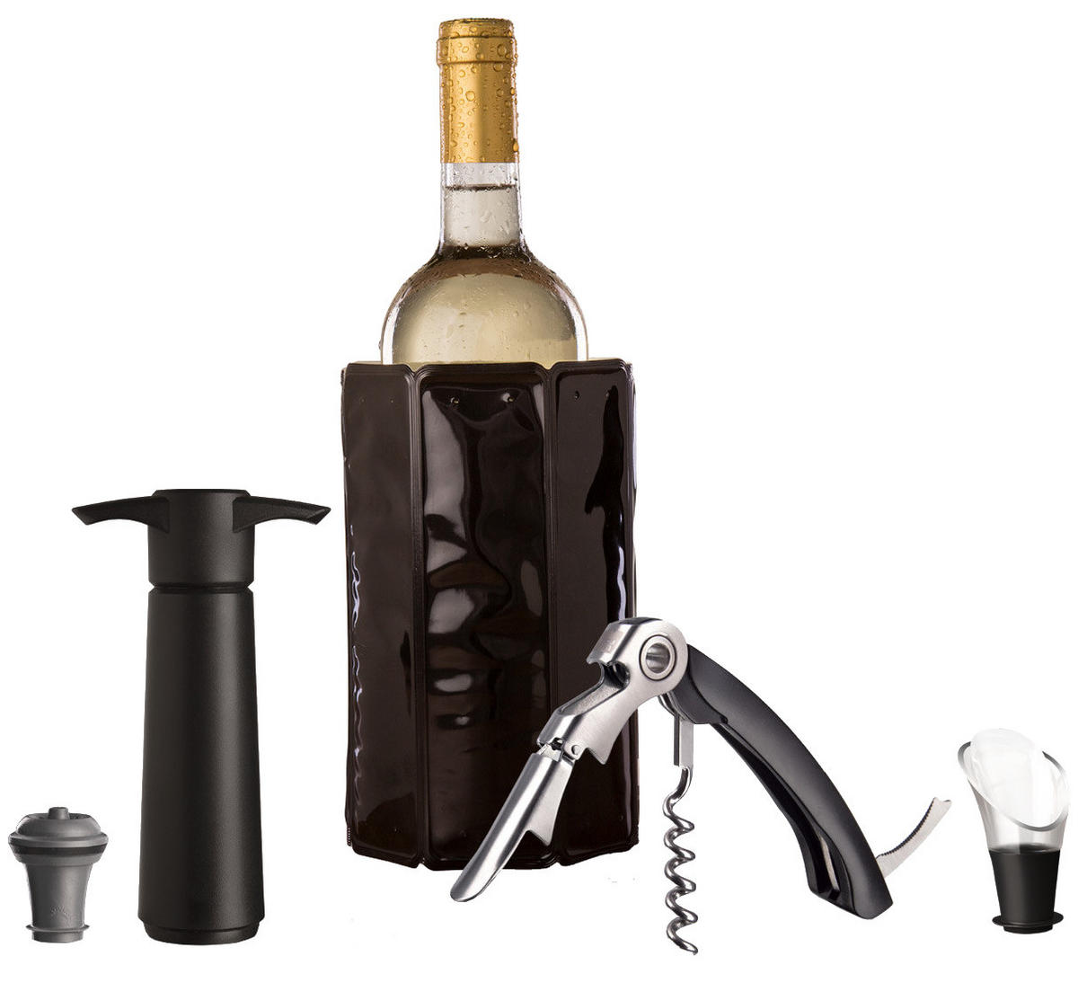 SET PRIBORA ZA VINO  - srebrne boje/crna, Basics, plastika (27.2/22.4/5.7cm) - Vacu Vin