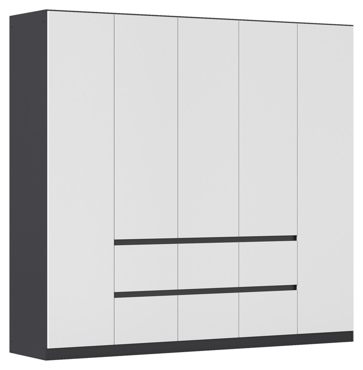 DREHTÜRENSCHRANK 226/210/54 cm,  in Grau, Weiß, 5-türig  - Weiß/Grau, Basics, Holzwerkstoff (226/210/54cm) - Rauch Möbel