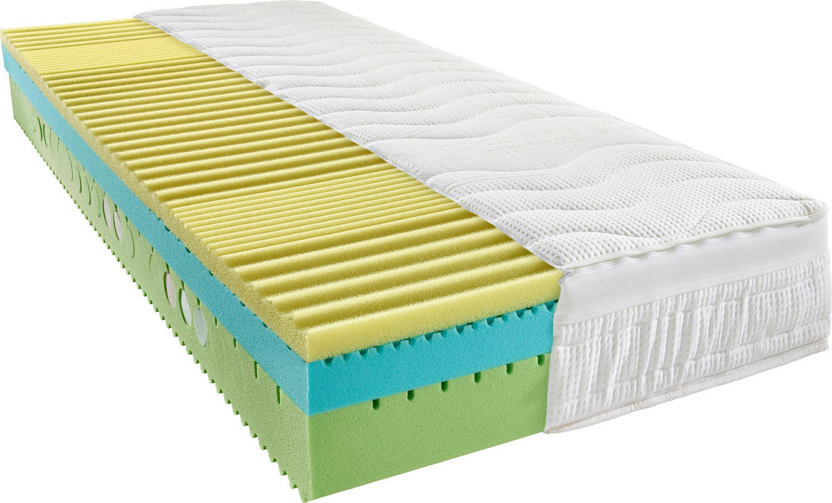 KALTSCHAUMMATRATZE 90/200 cm Höhe ca. 22,5 cm  - Creme/Weiß, Basics, Textil (90/200cm) - Physiosleep
