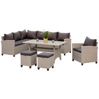 LOUNGEGARNITUR 239/170 cm Stahl  - Dunkelbraun/Naturfarben, KONVENTIONELL, Kunststoff/Textil (239/170cm) - Gardenson