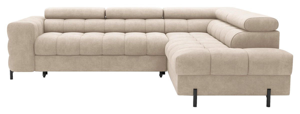 ECKSOFA FERUCCE in Chenille Beige  276/200 cm  - Beige/Schwarz, Design, Textil/Metall (276/200cm) - MID.YOU