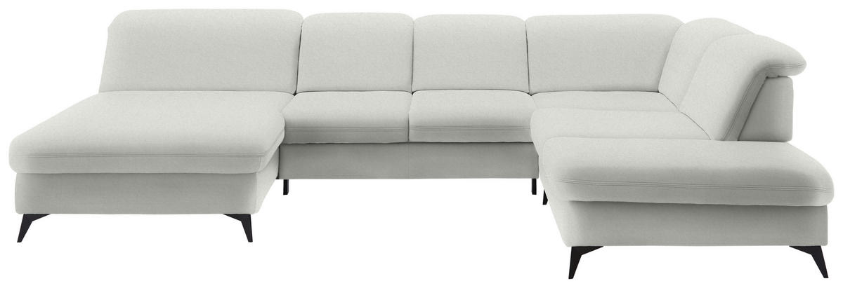 WOHNLANDSCHAFT  in Chenille Beige  - Beige/Schwarz, Design, Textil/Metall (198/369/255cm) - Beldomo Style