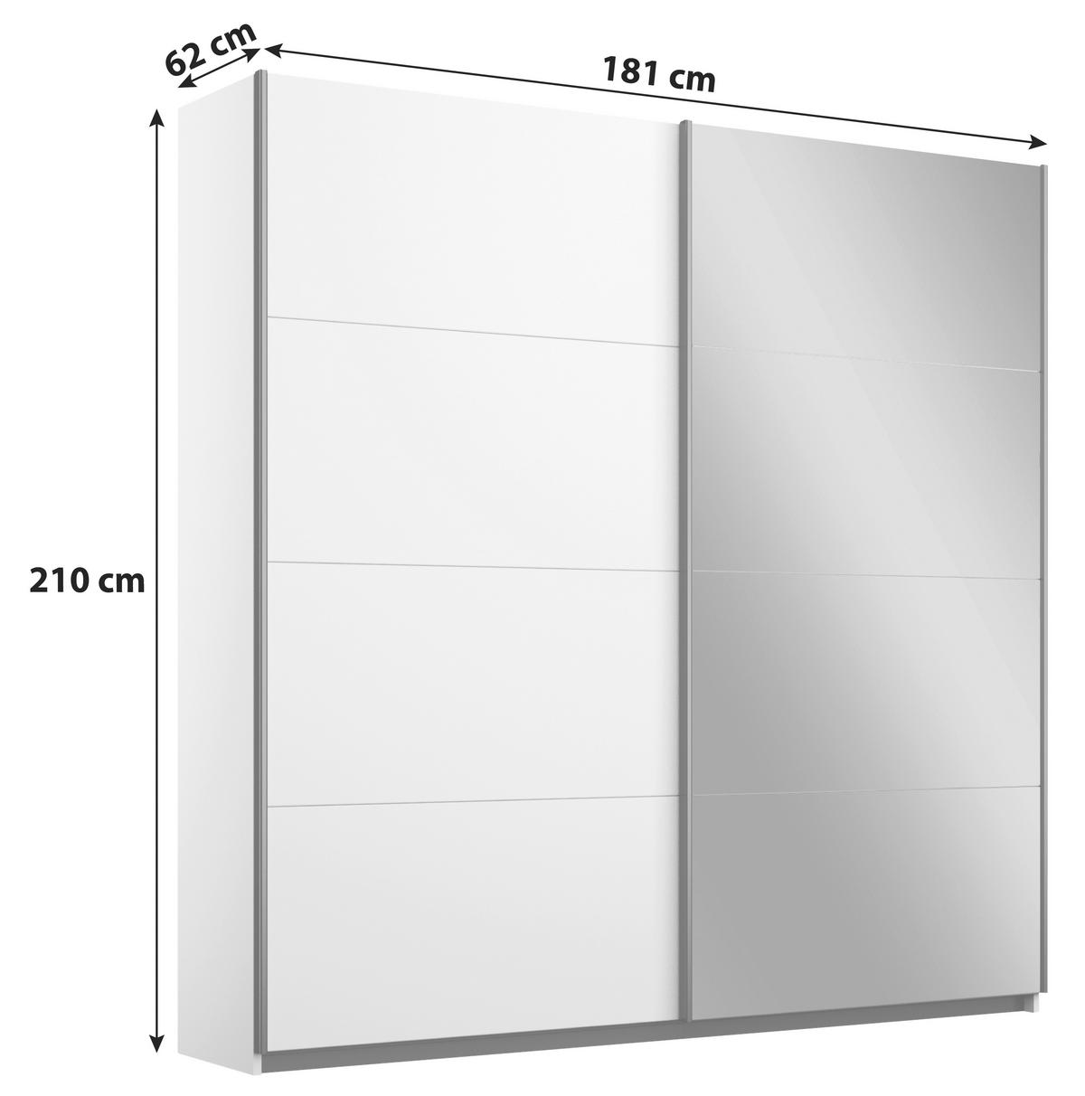 SCHWEBETÜRENSCHRANK 181/210/62 cm 2-türig Grau  - Alufarben/Grau, MODERN, Holzwerkstoff/Metall (181/210/62cm) - Rauch Möbel
