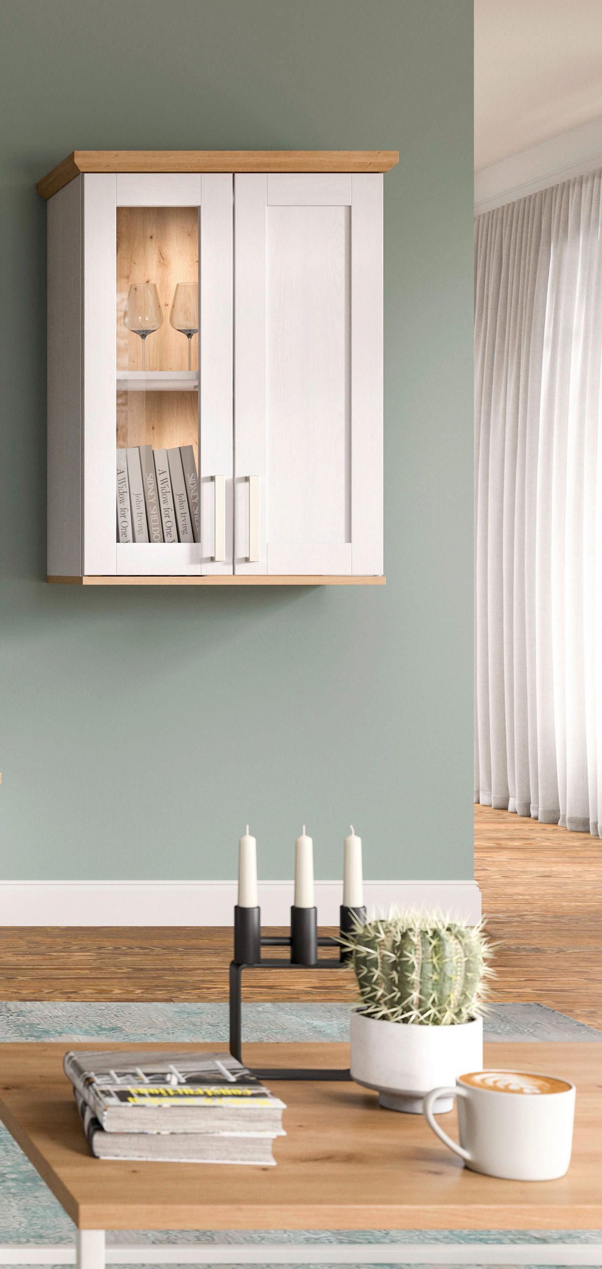 VITRINE  in Lärchefarben, Eiche Artisan  - Silberfarben/Lärchefarben, Design, Holzwerkstoff/Kunststoff (64/88/37cm) - Livetastic