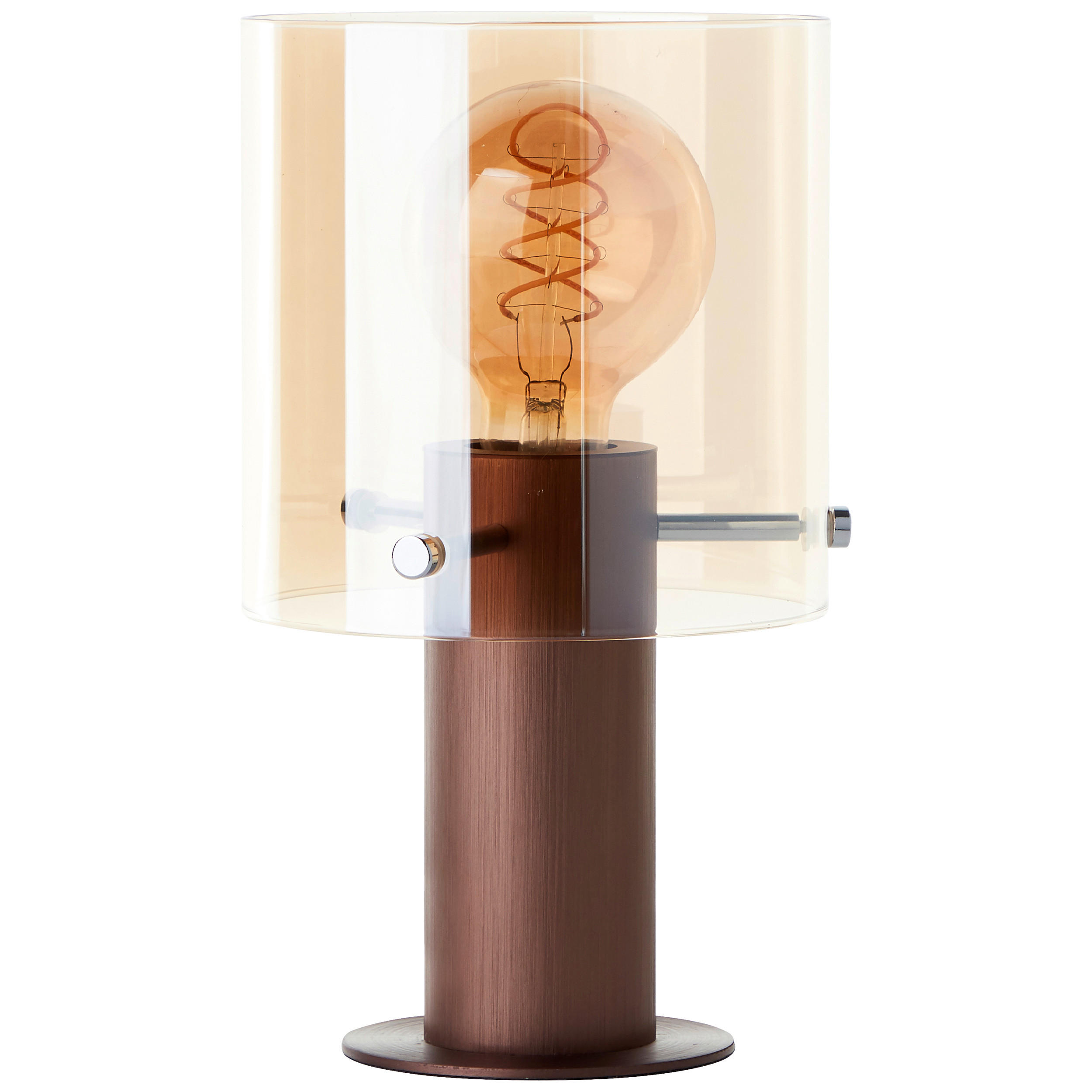 TISCHLEUCHTE - Bernsteinfarben/Braun, Basics, Glas/Metall (15/26,3cm) - Brilliant