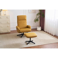 RELAXSESSELSET Lederlook Echtleder Hocker    - Gelb/Schwarz, Design, Leder/Textil (77/107/75cm) - Livetastic