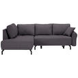 ECKSOFA in Samt Dunkelgrau  - Dunkelgrau/Schwarz, LIFESTYLE, Textil/Metall (191/250cm) - Carryhome