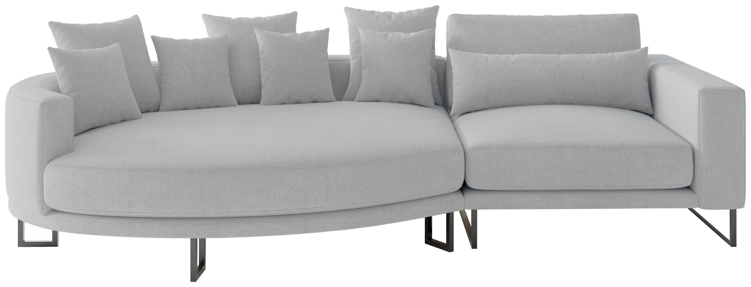 BIGSOFA in Webstoff Grau  - Schwarz/Grau, Design, Textil/Metall (150/283cm) - Livetastic