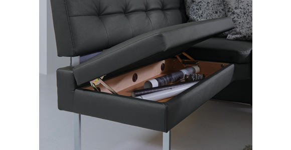 ECKBANK 158/200 cm in Grau, Edelstahlfarben - Edelstahlfarben/Grau, Design, Textil/Metall (158/200cm) - Dieter Knoll