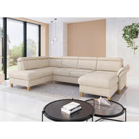 WOHNLANDSCHAFT GLENDALE E Sandfarben Chenille  - Sandfarben/Eichefarben, KONVENTIONELL, Holz/Textil (193/321/166cm) - Sit & More