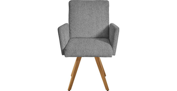 ARMLEHNSTUHL in Chenille - Eichefarben/Hellgrau, Design, Holz/Textil (56/92/60cm) - Dieter Knoll