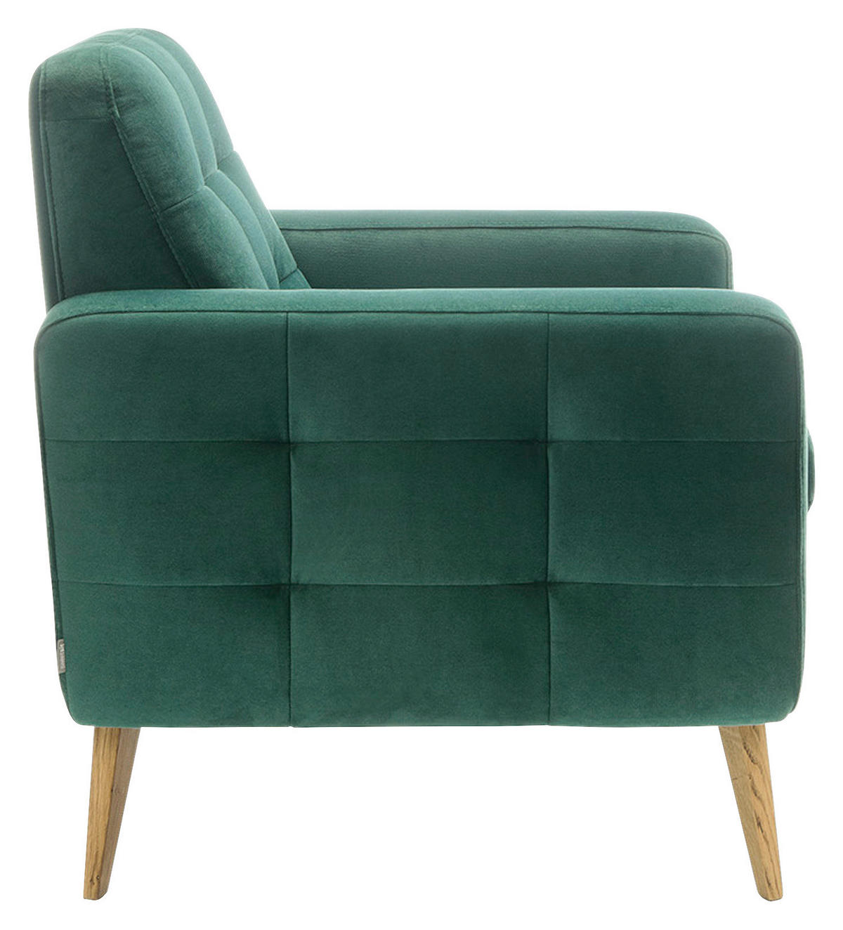 FERNSEHSESSEL  mit Rücken echt Velours Grün, Türkis  - Türkis/Eichefarben, Design, Holz/Textil (81/87/78cm) - Stylife