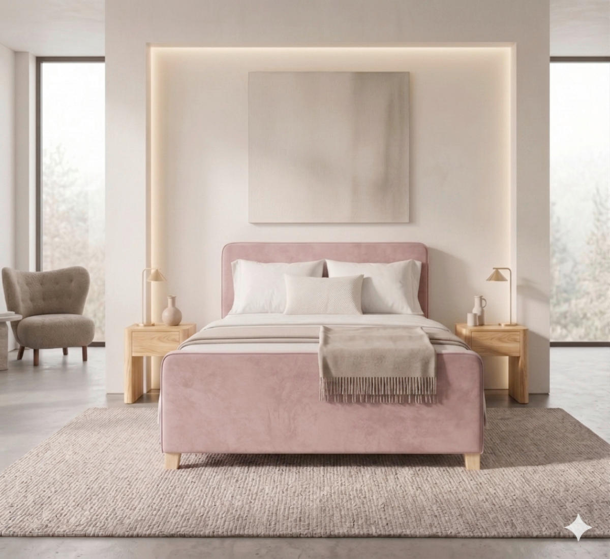 BOXBETT 160/200 cm  in Rosa  - Kernbuche/Rosa, MODERN, Holz/Textil (160/200cm) - MID.YOU