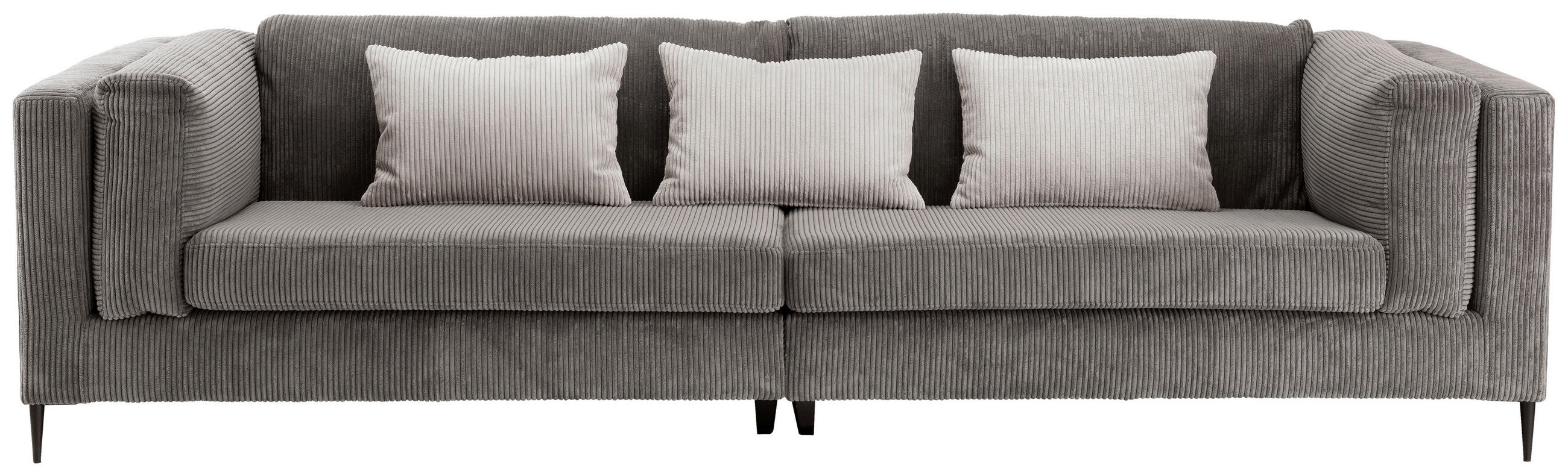 VIERSITZER-SOFA in Cord Grau  - Silberfarben/Schwarz, Design, Textil/Metall (306/83/113cm) - Livetastic
