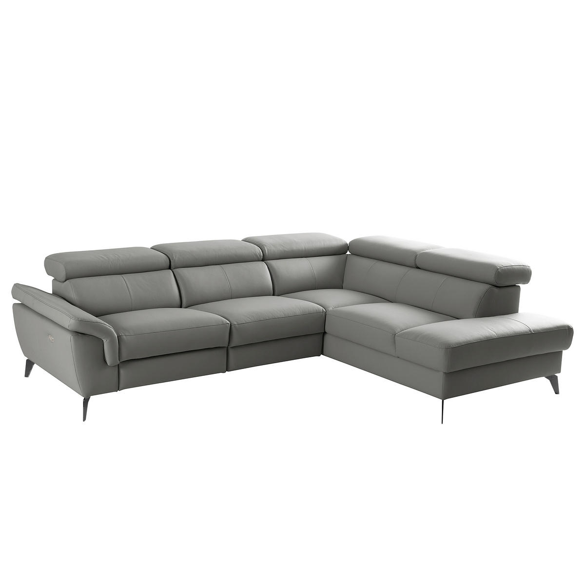 ECKSOFA SONO in Lederlook Echtleder Anthrazit Bettkasten, Armteilverstellung, Kopfteilverstellung  265/210 cm  - Anthrazit/Schwarz, Design, Leder/Textil (265/210cm) - Livetastic