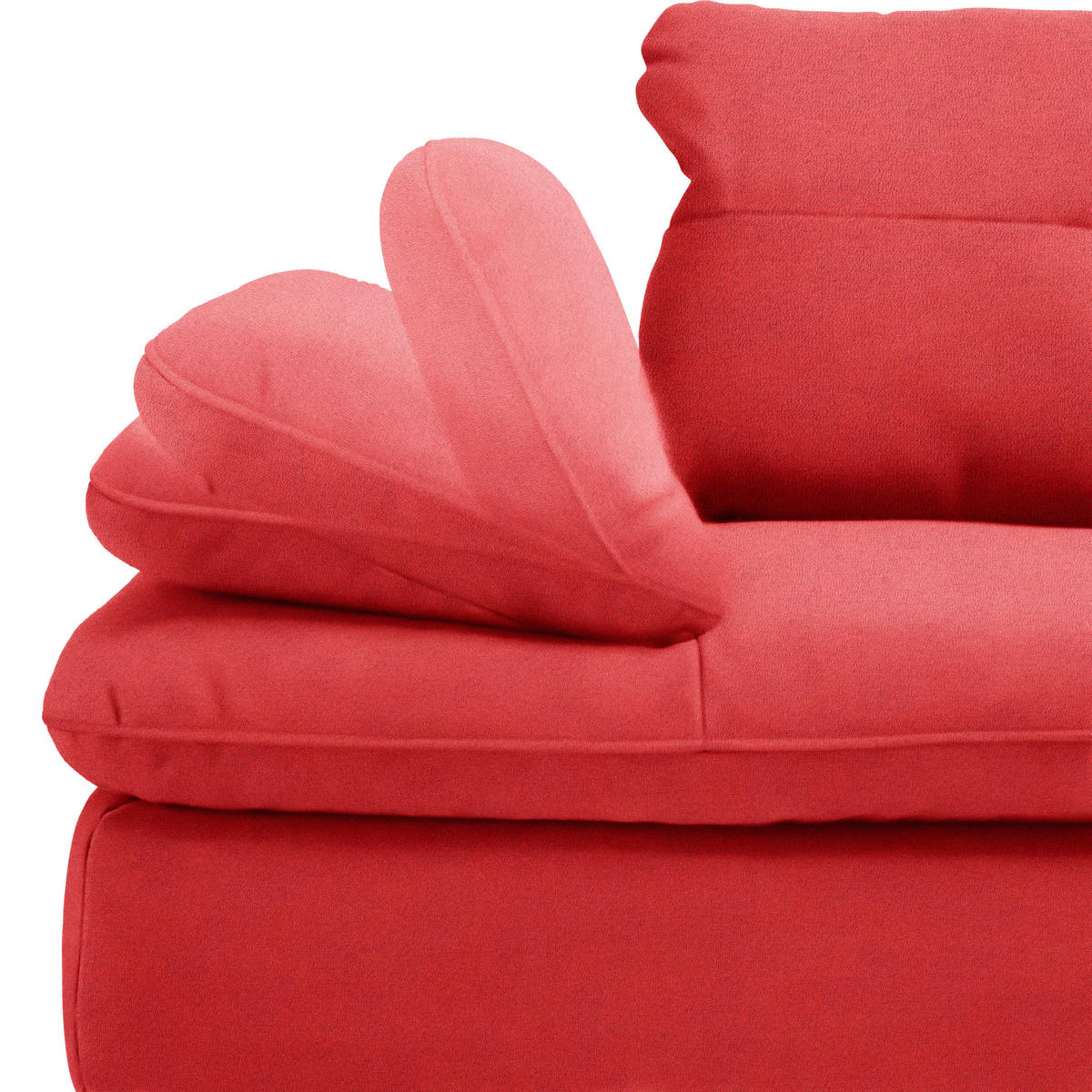 ECKSOFA in Flachgewebe Hellrot  - Hellrot/Schwarz, Design, Textil/Metall (344/271cm) - Chilliano