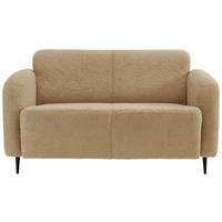 2-SITZER-SOFA in Teddystoff Creme  - Creme/Schwarz, Modern, Metall (140/76/90cm) - Livetastic