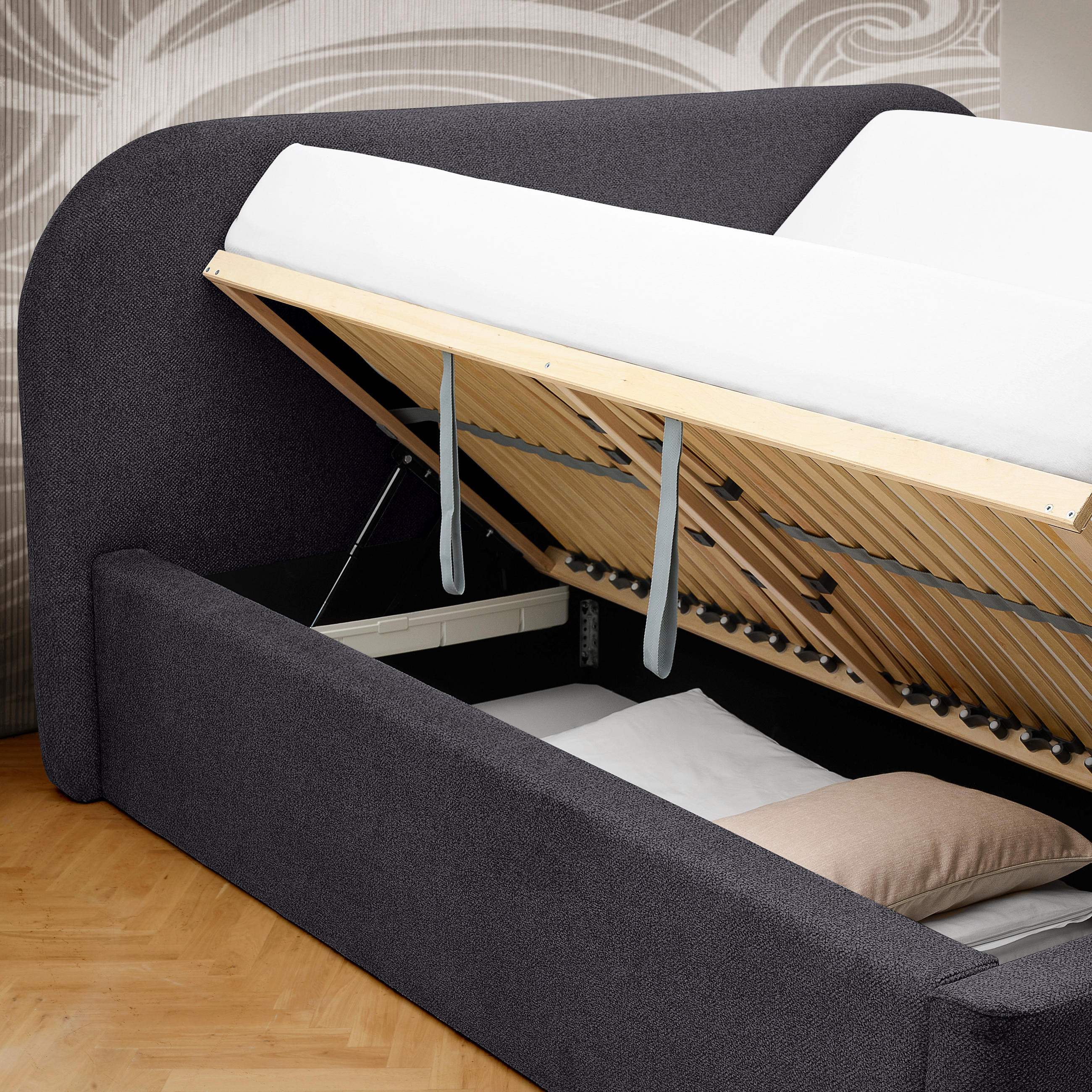 POLSTERBETT 160/200 cm  in Anthrazit  - Anthrazit/Schwarz, Design, Holz/Textil (160/200cm) - Boxxx