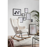 SCHAUKELSTUHL in Teddystoff Weiß  - Eichefarben/Schwarz, MODERN, Holz/Textil (66/106/104cm) - Livetastic