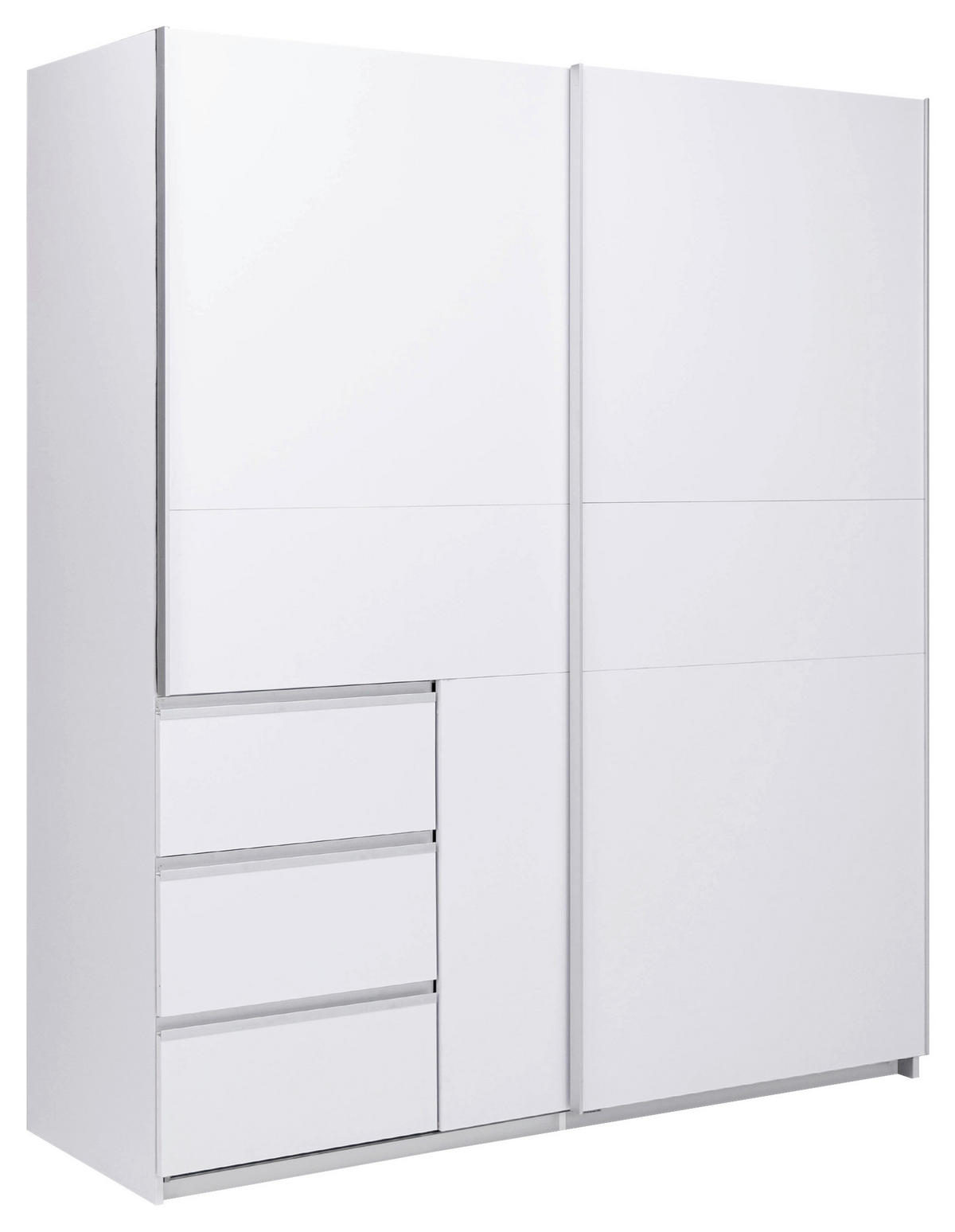 SCHIEBETÜRENSCHRANK 175/205/61,5 cm 2-türig Weiß  - Weiß, MODERN, Holzwerkstoff/Metall (175/205/61,5cm) - MID.YOU