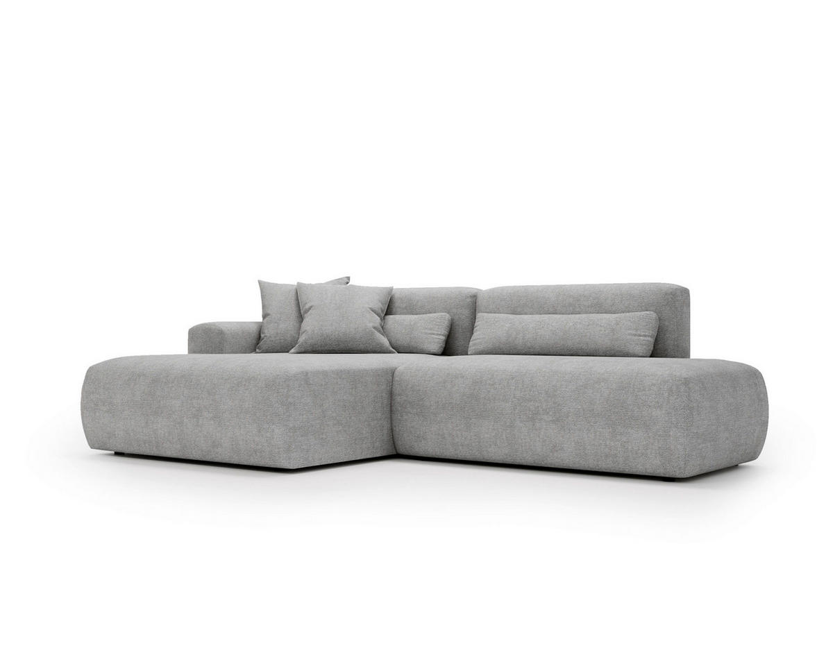 ECKSOFA REVE in Chenille Hellgrau  160/284 cm  - Hellgrau/Schwarz, Design, Kunststoff/Textil (160/284cm) - Livetastic