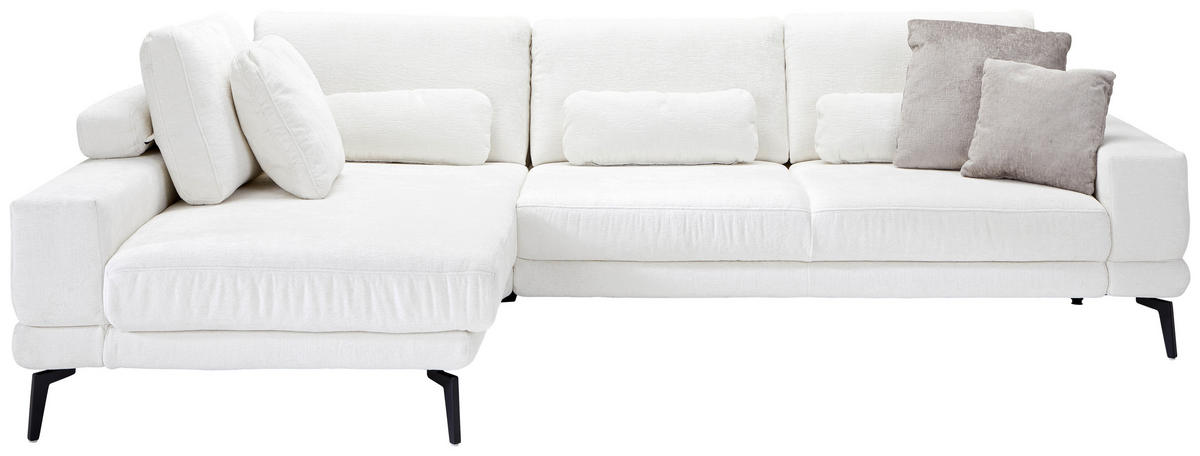 ECKSOFA Naturfarben Chenille  - Schwarz/Naturfarben, KONVENTIONELL, Textil/Metall (184/294cm) - SetOne by Musterring