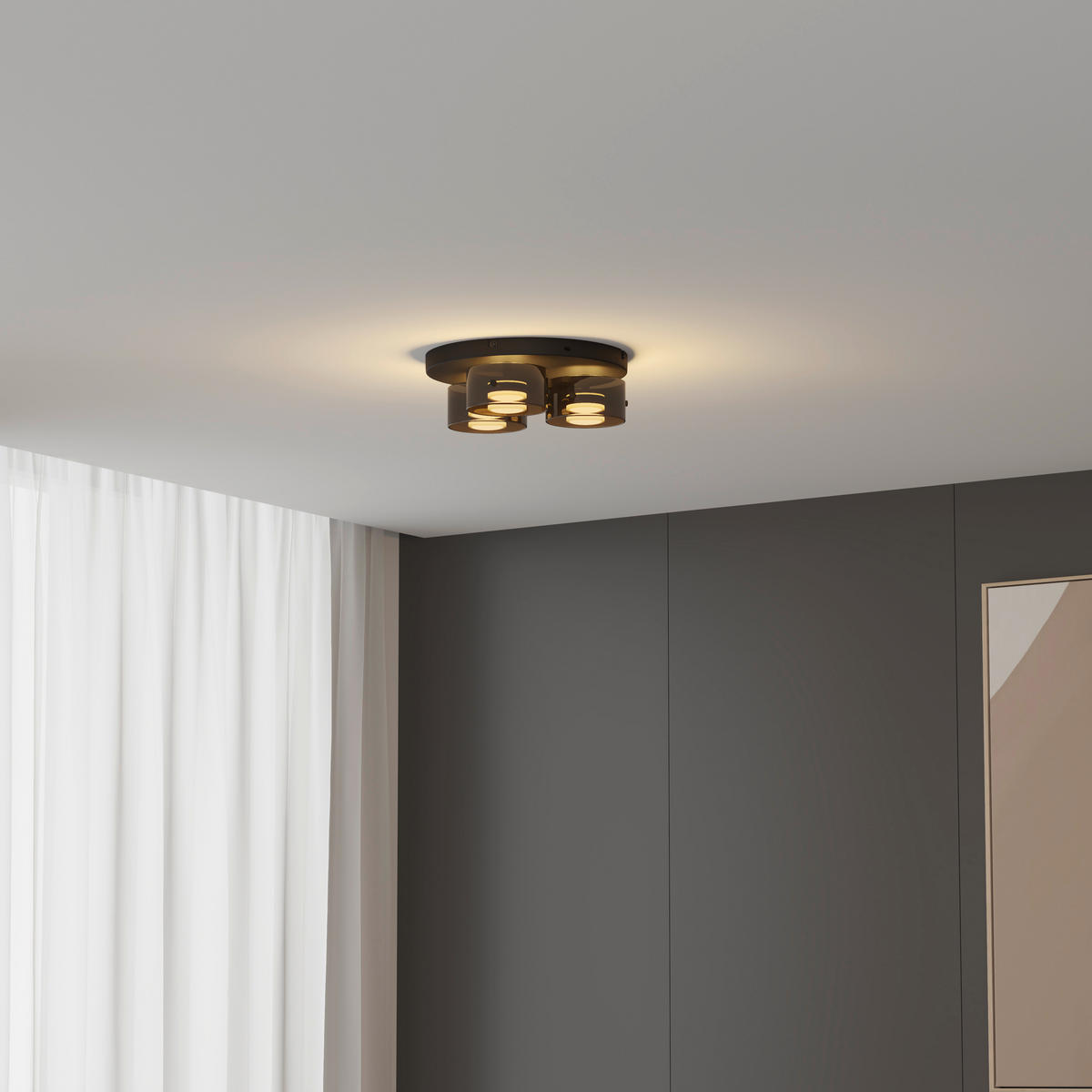 LED-DECKENLEUCHTE 41/12 cm   - Schwarz, Design, Glas/Kunststoff (41/12cm) - Novel