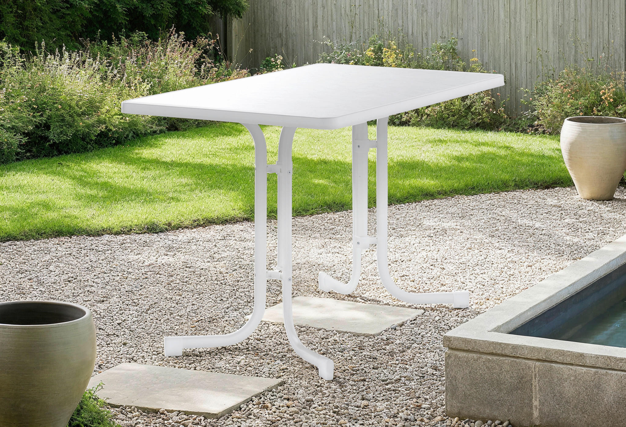 Sieger Gartentisch Weiß 70x72x115 cm