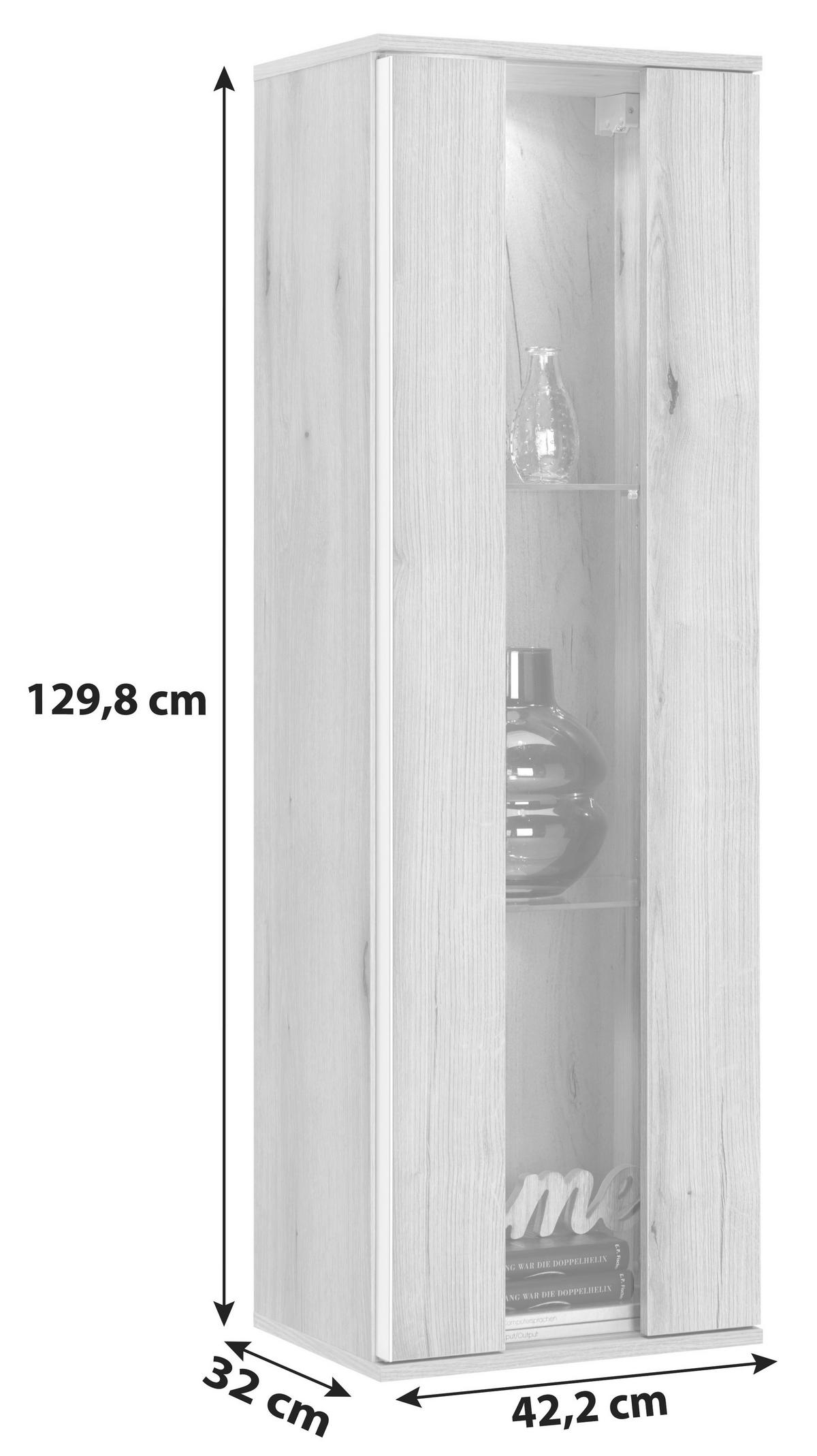 VITRINĂ SUSPENDATĂ  in străveziu, culoare lemn stejar  - străveziu/culoare lemn stejar, Modern, plastic/sticlă (42,2/129,8/32cm) - Modern Living